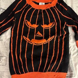 Unique Vintage jack-o-lantern sweater with 3/4 length sleeves, 2X, EUC